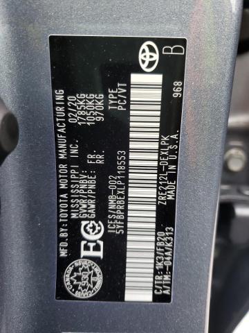 Photo 10 from auction – 2020 TOYOTA COROLLA LE with VIN 5YFBPRBEXLP118553