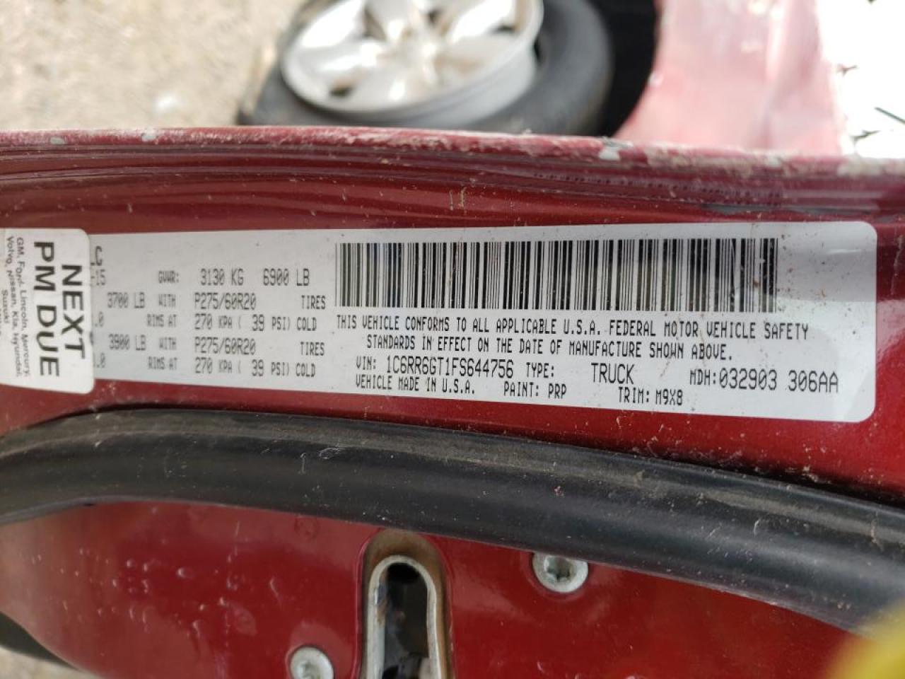 Photo 10 from auction – 2015 RAM 1500 SLT with VIN 1C6RR6GT1FS644756