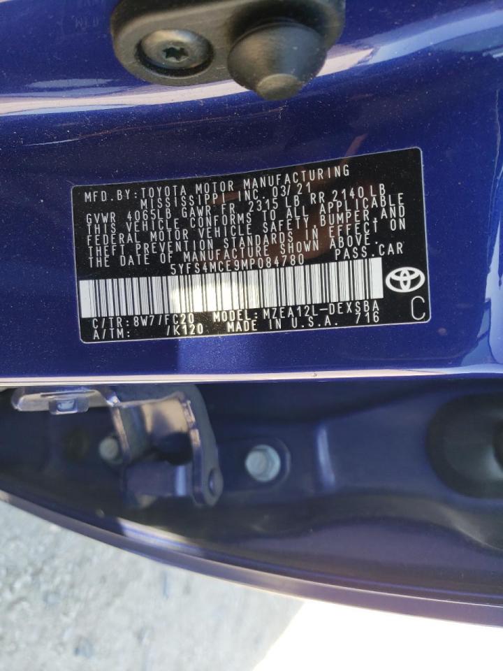 Photo 10 from auction – 2021 TOYOTA COROLLA SE with VIN 5YFS4MCE9MP084780
