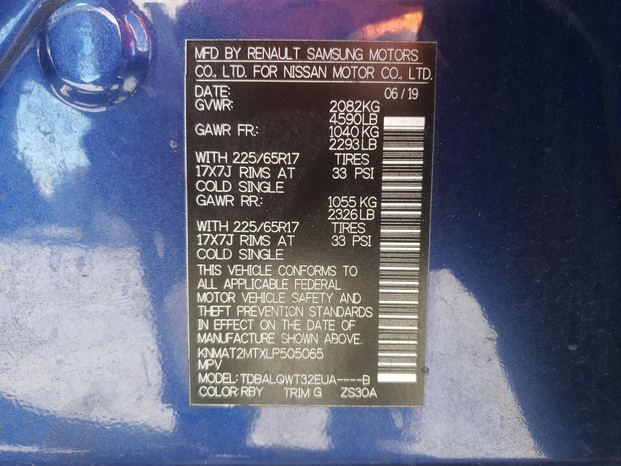 Photo 10 from auction – 2020 NISSAN ROGUE S with VIN KNMAT2MTXLP505065