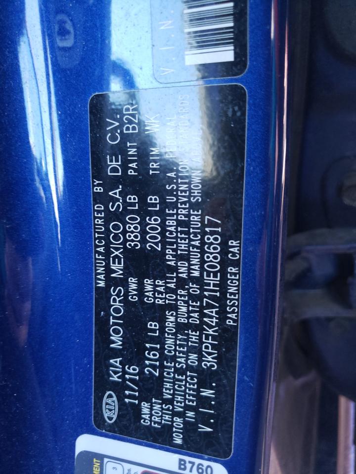 Photo 10 from auction – 2017 KIA FORTE LX with VIN 3KPFK4A71HE086817