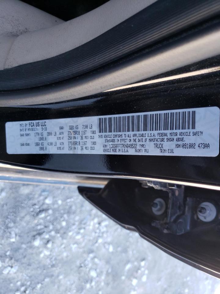 Photo 10 from auction – 2019 RAM 1500 BIG H with VIN 1C6SRFFT7KN649522