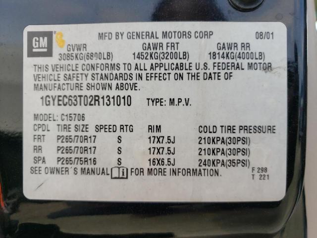Photo 10 from auction – 2002 CADILLAC ESCALADE L with VIN 1GYEC63T02R131010