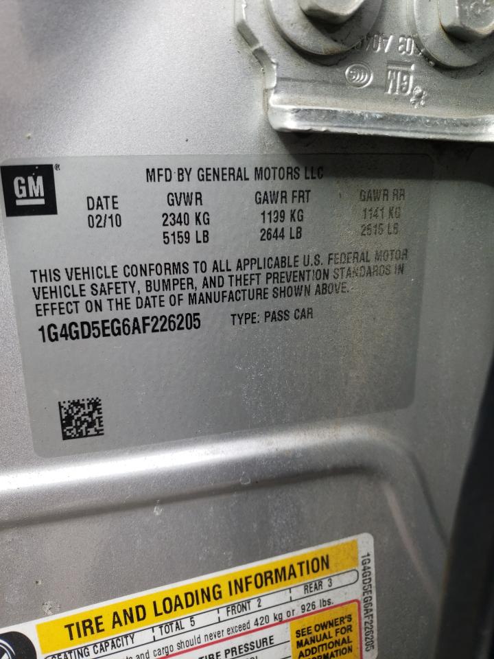 Photo 10 from auction – 2010 BUICK LACROSSE C with VIN 1G4GD5EG6AF226205