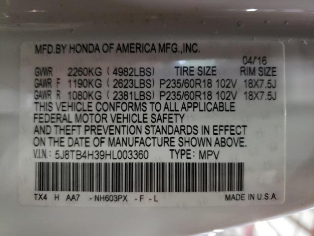 Photo 10 from auction – 2017 ACURA RDX with VIN 5J8TB4H39HL003360