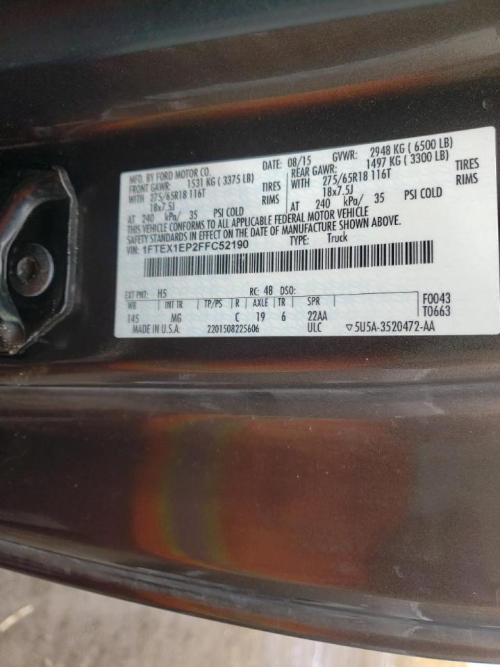 Photo 10 from auction – 2015 FORD F150 SUPER with VIN 1FTEX1EP2FFC52190