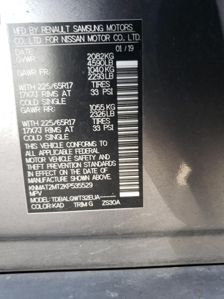 Photo 10 from auction – 2019 NISSAN ROGUE S with VIN KNMAT2MT2KP535529