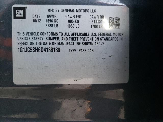 Photo 10 from auction – 2013 CHEVROLET SONIC LT with VIN 1G1JC5SH6D4138189