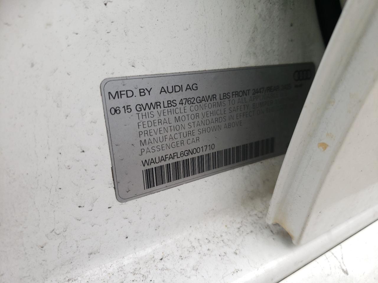 Photo 10 from auction – 2016 AUDI A4 PREMIUM with VIN WAUAFAFL6GN001710