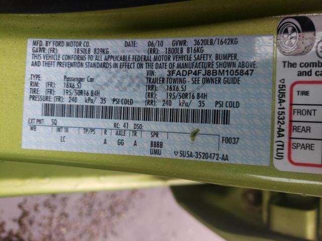 Photo 10 from auction – 2011 FORD FIESTA SES with VIN 3FADP4FJ8BM105847