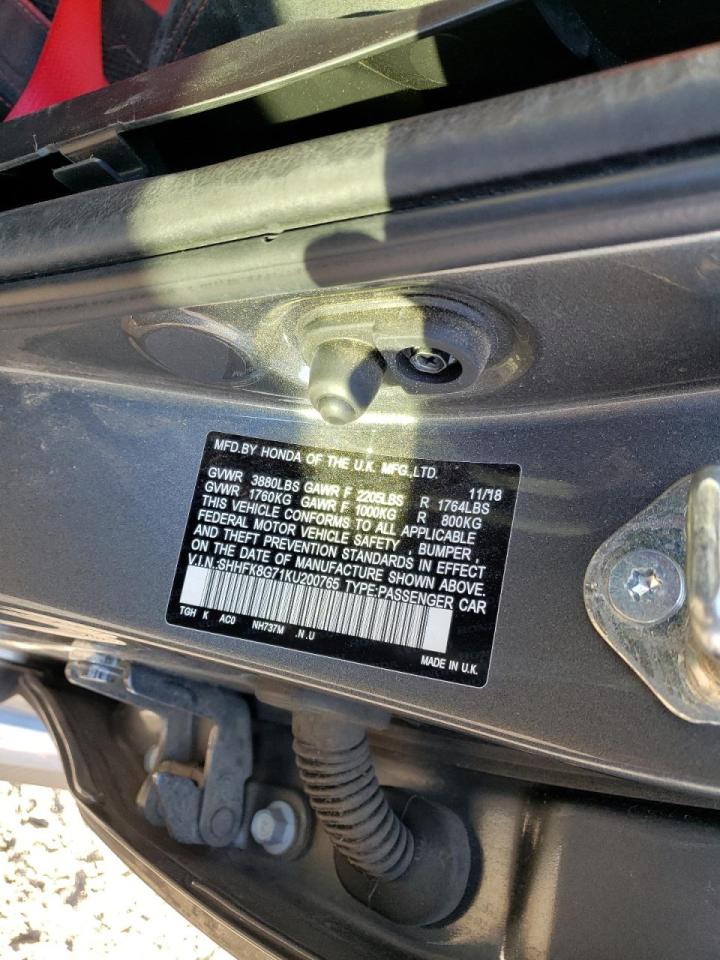 Photo 10 from auction – 2019 HONDA CIVIC TYPE with VIN SHHFK8G71KU200765