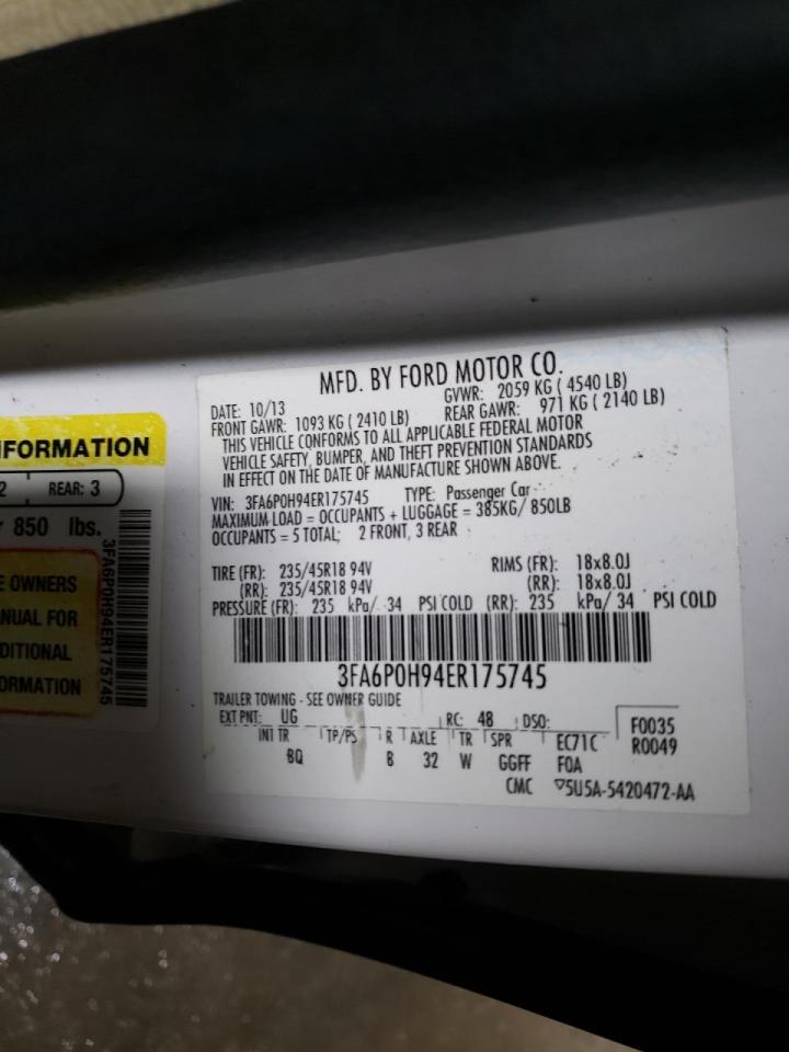 Photo 10 from auction – 2014 FORD FUSION with VIN 3FA6P0H94ER175745