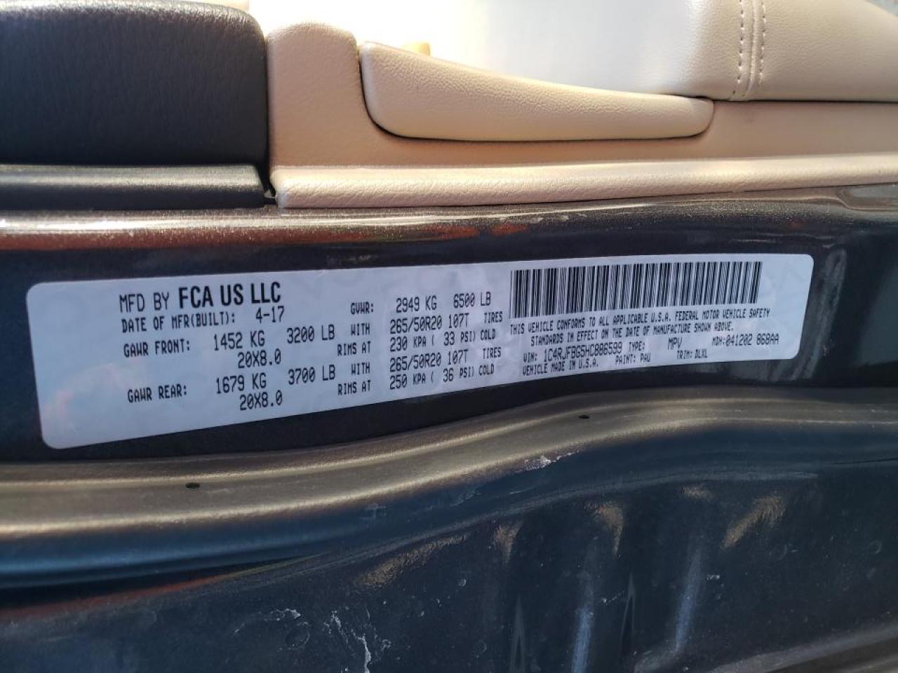 Photo 10 from auction – 2017 JEEP GRAND CHER with VIN 1C4RJFBG5HC886599