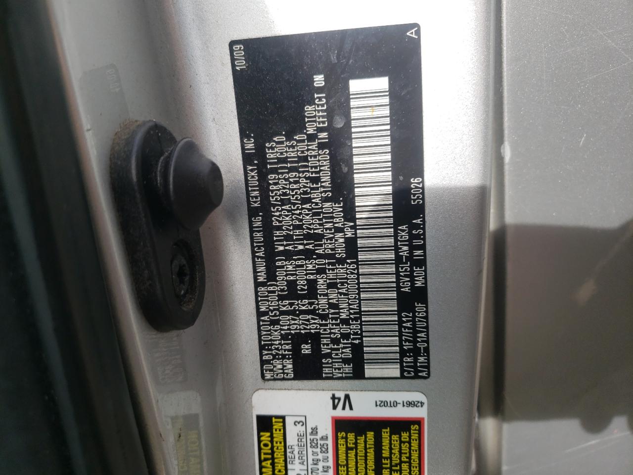 Photo 10 from auction – 2009 TOYOTA VENZA with VIN 4T3BE11A09U008261