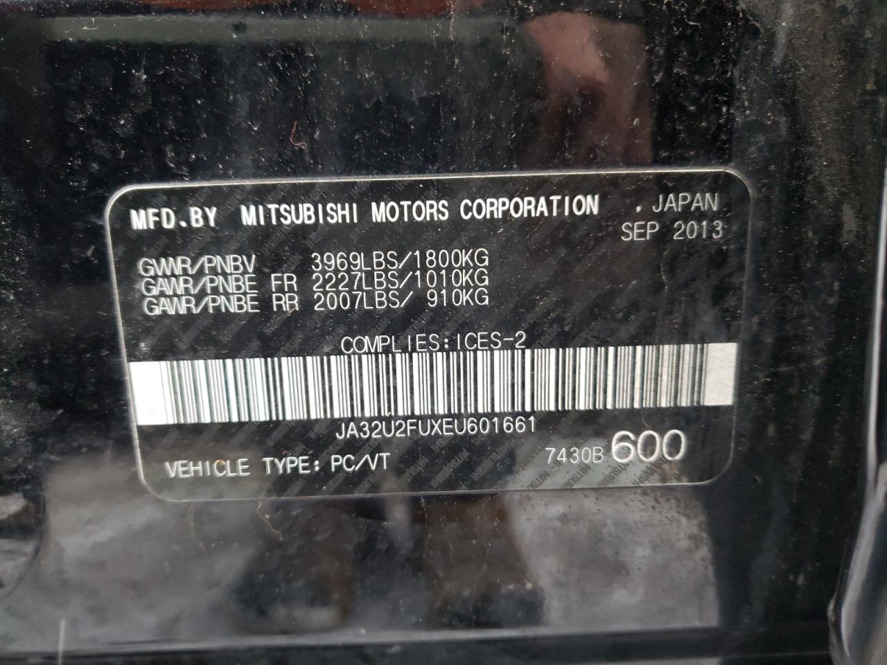 Photo 10 from auction – 2014 MITSUBISHI LANCER ES/ with VIN JA32U2FUXEU601661