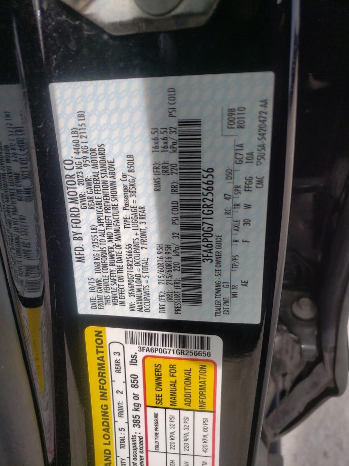 Photo 10 from auction – 2016 FORD FUSION S with VIN 3FA6P0G71GR256656