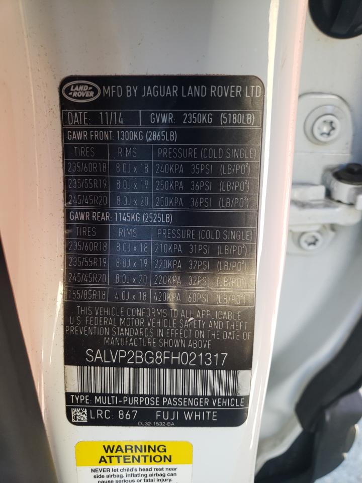 Photo 10 from auction – 2015 LAND ROVER RANGE ROVE with VIN SALVP2BG8FH021317