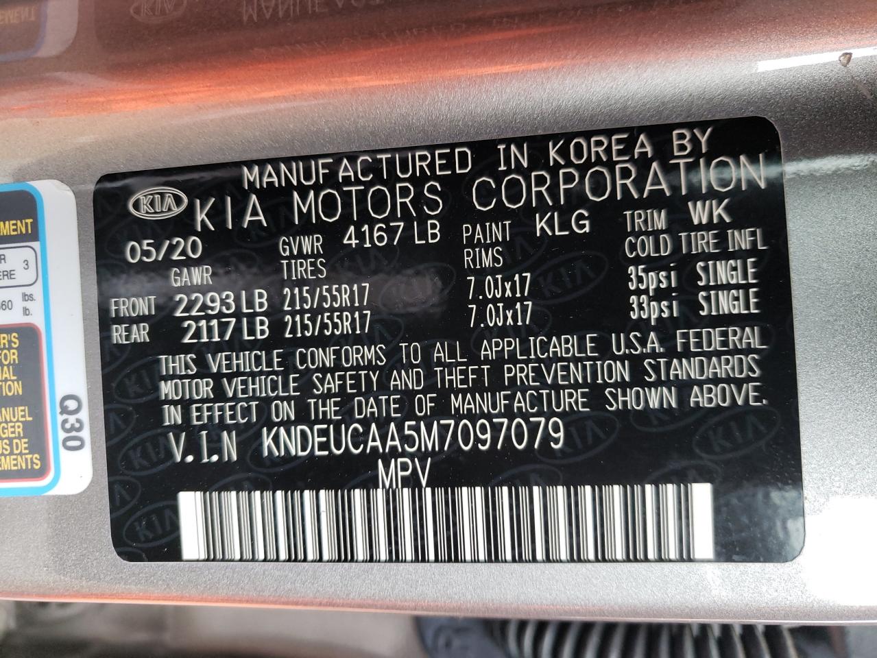 Photo 10 from auction – 2021 KIA SELTOS S with VIN KNDEUCAA5M7097079