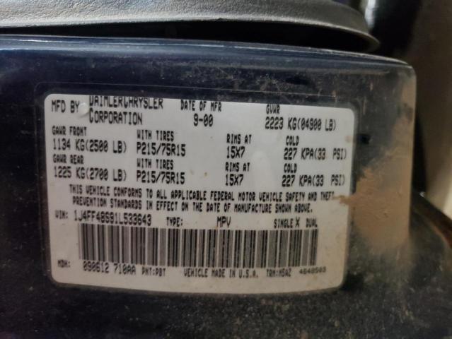 Photo 10 from auction – 2001 JEEP CHEROKEE with VIN 1J4FF48S91L533643