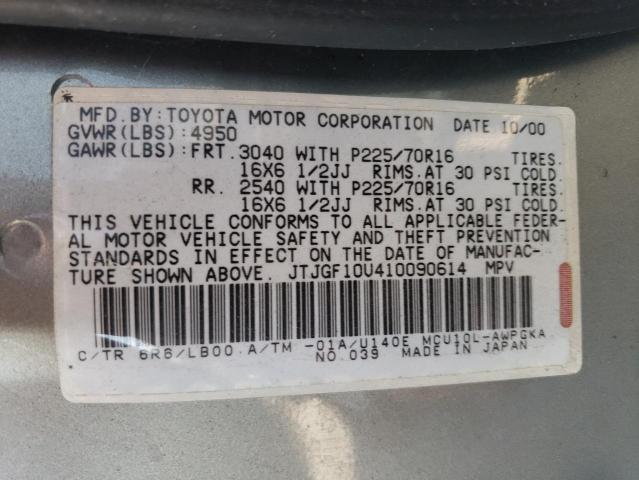 Photo 10 from auction – 2001 LEXUS RX 300 with VIN JTJGF10U410090614