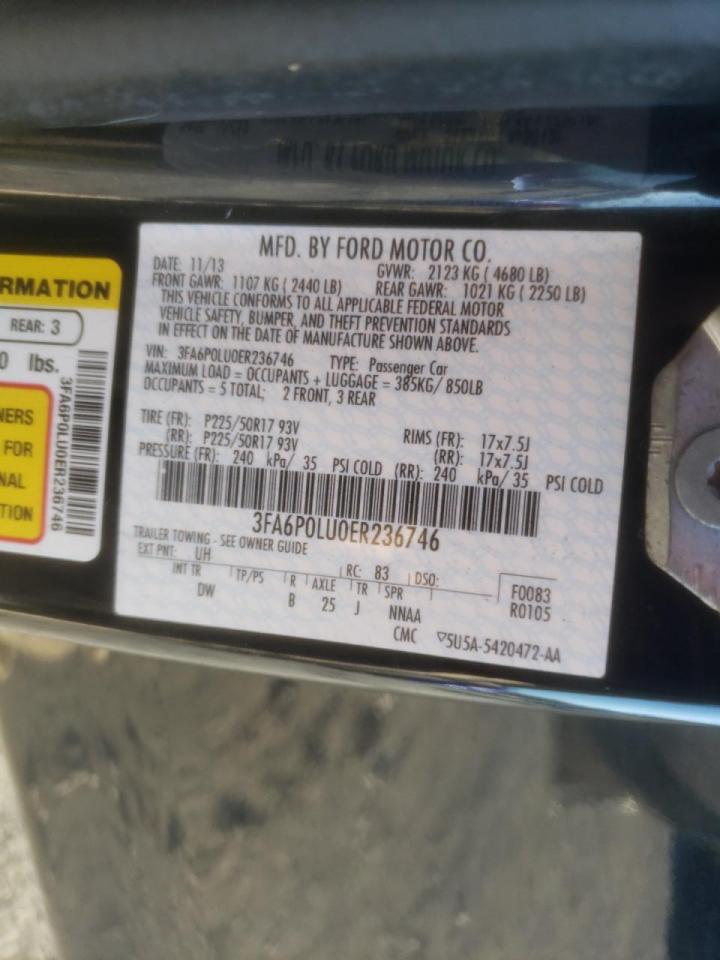 Photo 10 from auction – 2014 FORD FUSION SE with VIN 3FA6P0LU0ER236746