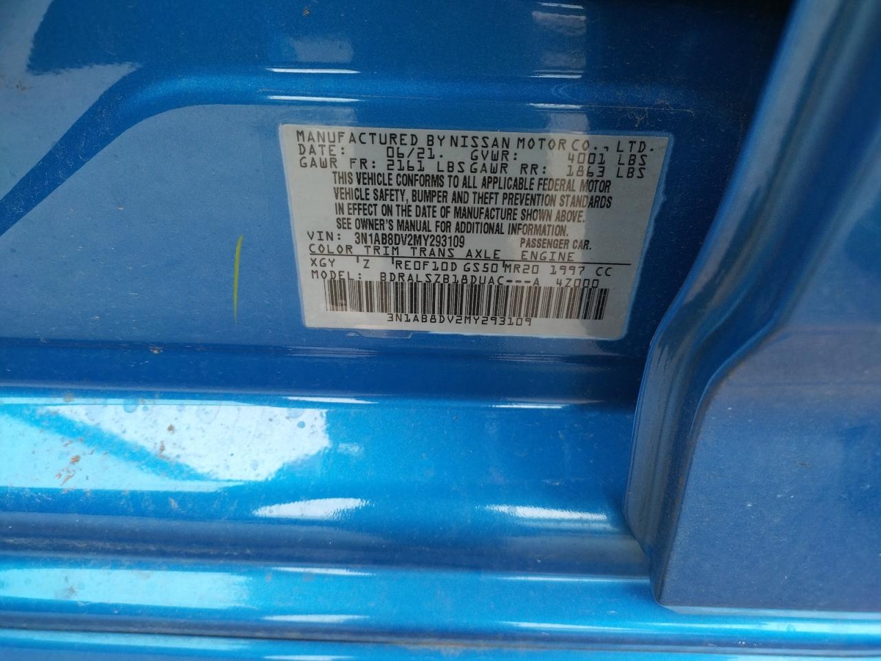 Photo 10 from auction – 2021 NISSAN SENTRA SR with VIN 3N1AB8DV2MY293109