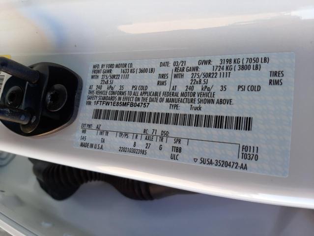 Photo 10 from auction – 2021 FORD F150 SUPER with VIN 1FTFW1E85MFB04757