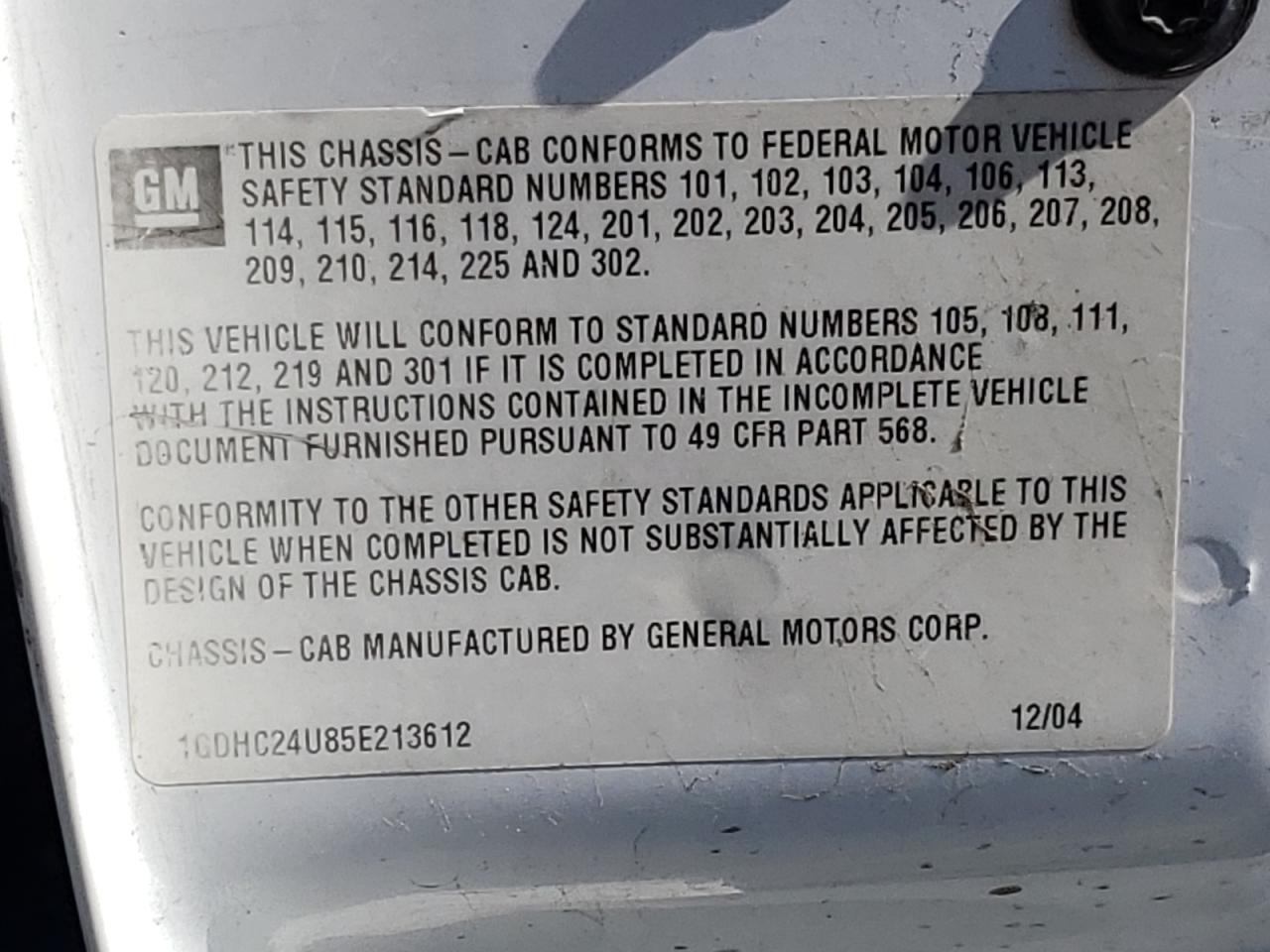 Photo 10 from auction – 2005 GMC SIERRA C25 with VIN 1GDHC24U85E213612