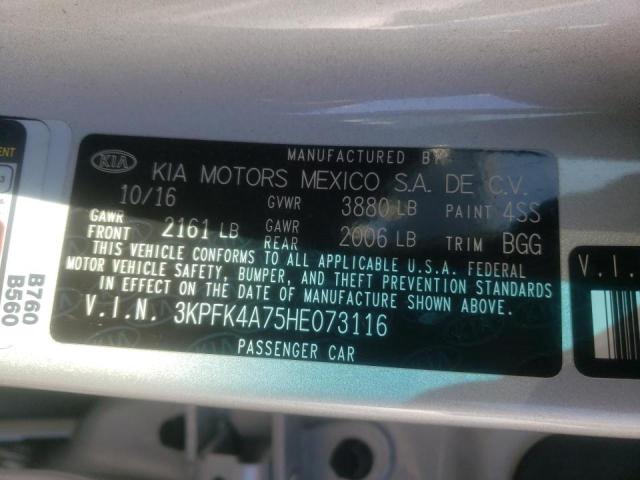 Photo 10 from auction – 2017 KIA FORTE LX with VIN 3KPFK4A75HE073116