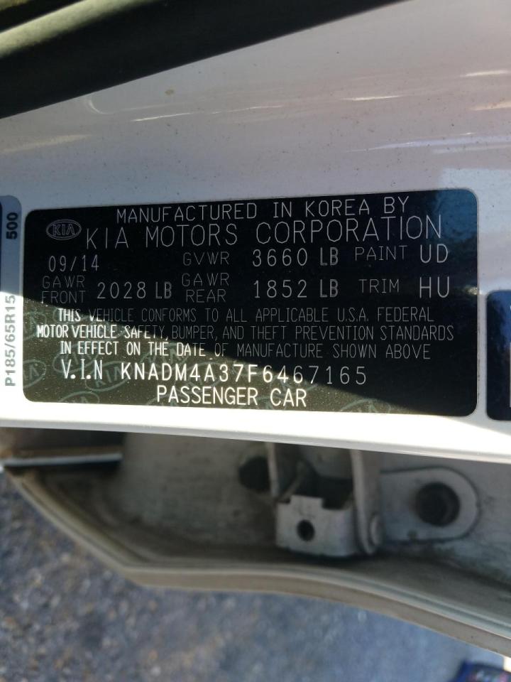 Photo 10 from auction – 2015 KIA RIO LX with VIN KNADM4A37F6467165