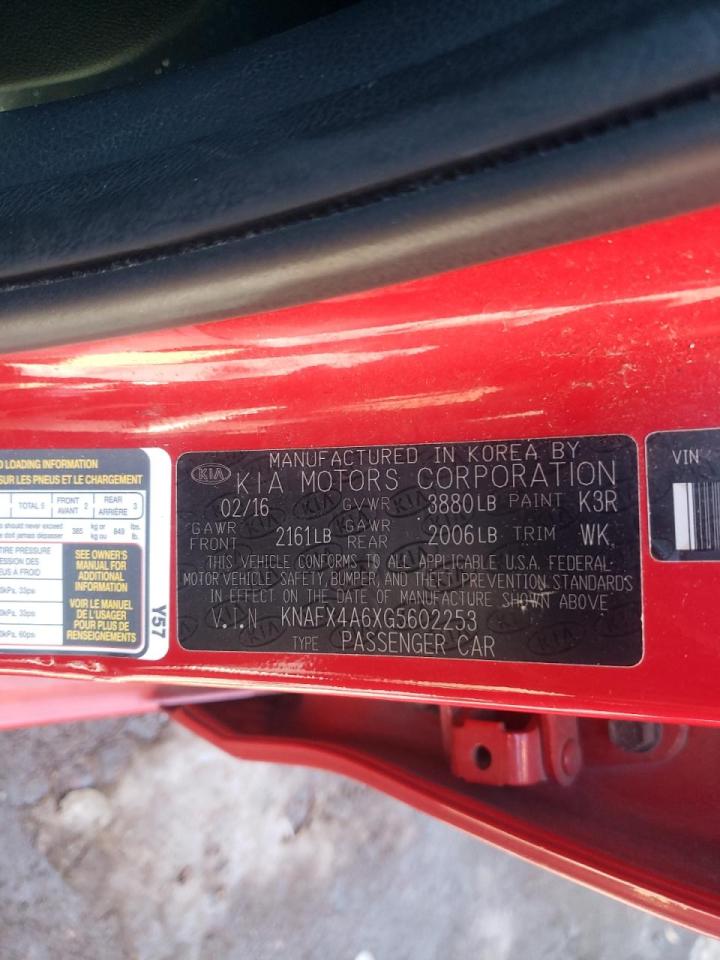 Photo 10 from auction – 2016 KIA FORTE LX with VIN KNAFX4A6XG5602253