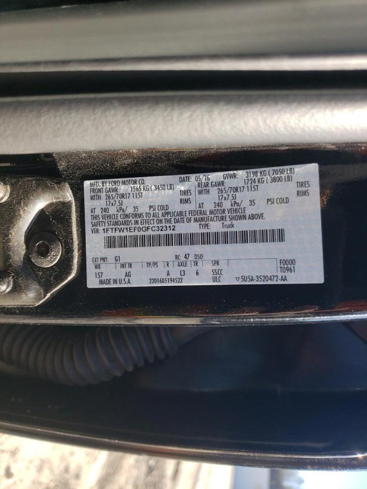 Photo 10 from auction – 2016 FORD F150 SUPER with VIN 1FTFW1EF0GFC32312