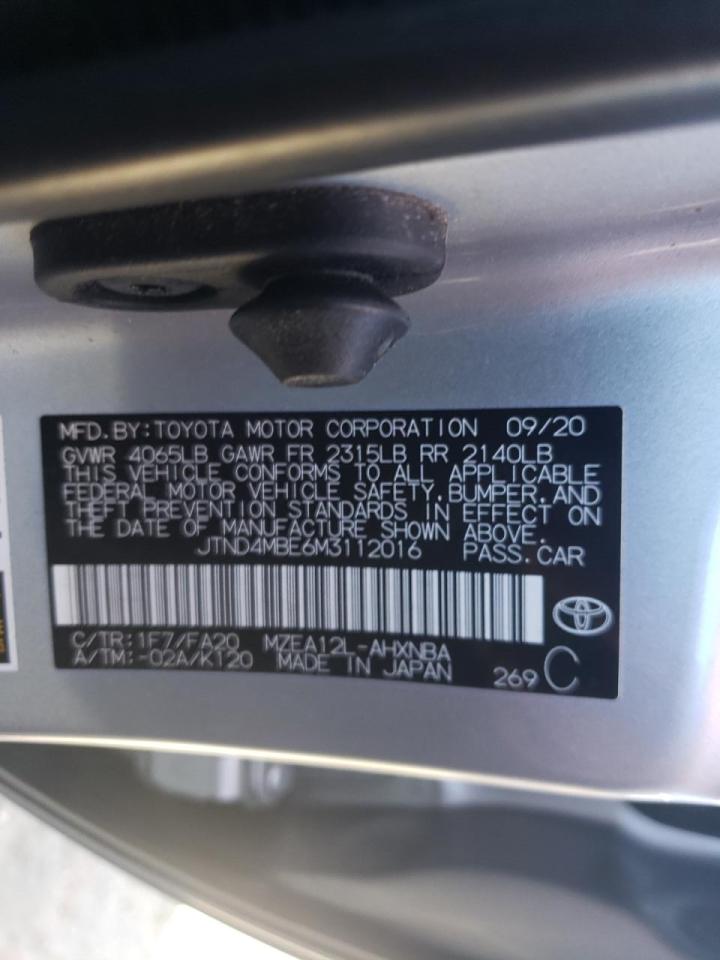 Photo 10 from auction – 2021 TOYOTA COROLLA SE with VIN JTND4MBE6M3112016