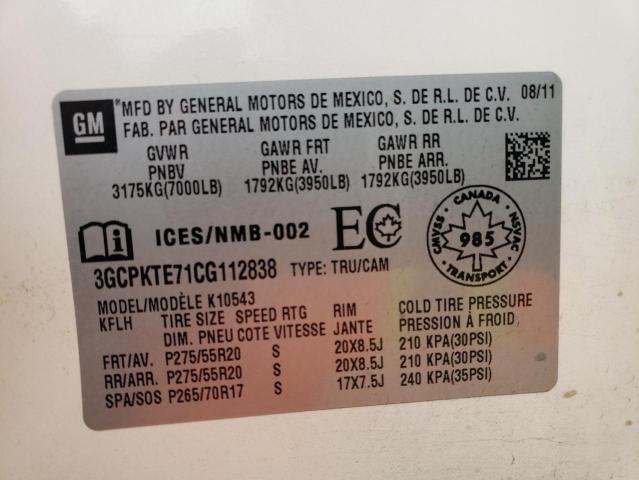 Photo 10 from auction – 2012 CHEVROLET SILVERADO with VIN 3GCPKTE71CG112838