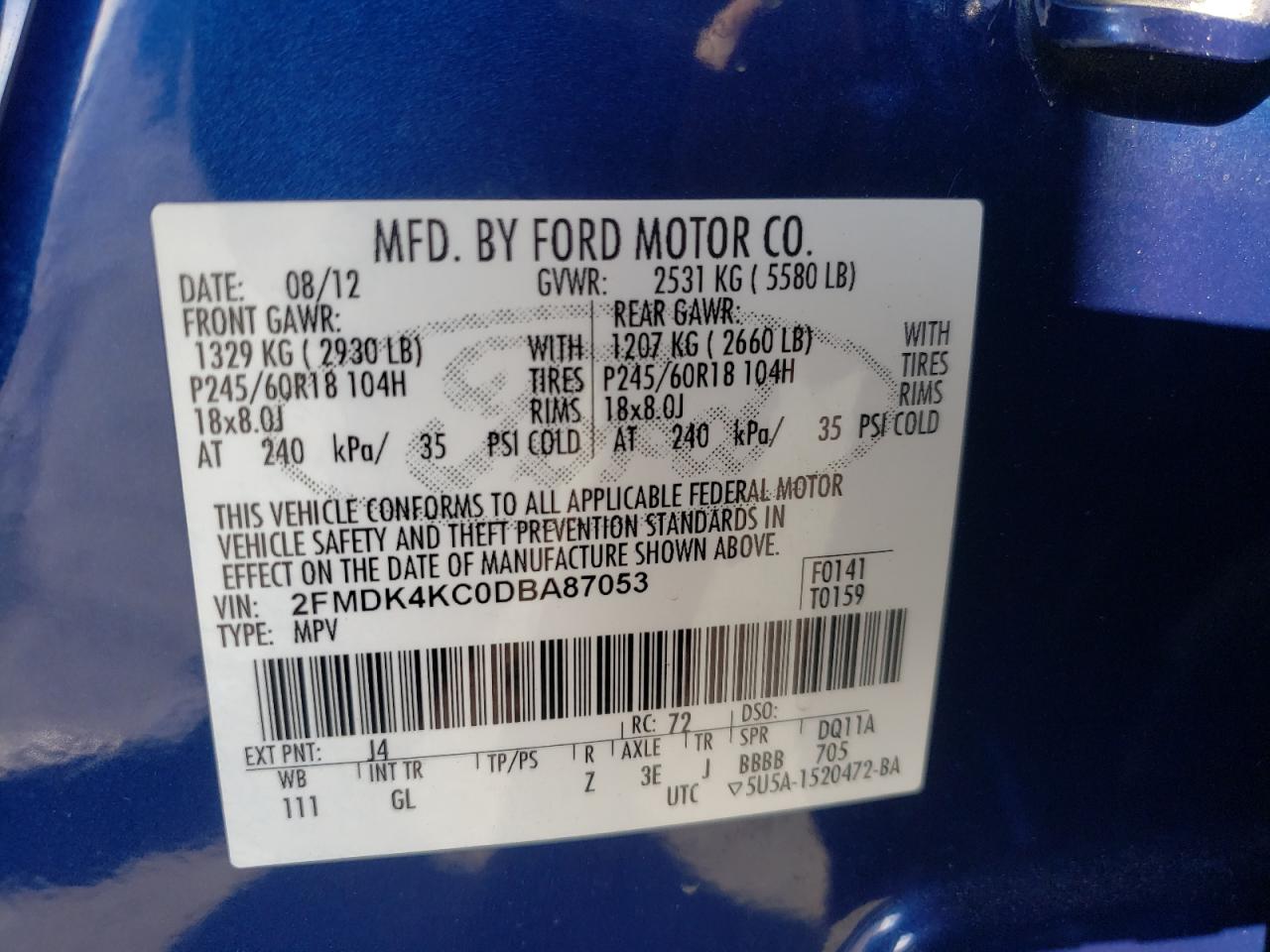 Photo 10 from auction – 2013 FORD EDGE LIMIT with VIN 2FMDK4KC0DBA87053