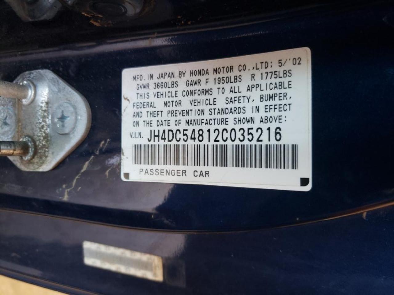 صورة رقم 10 من المزاد - 2002 ACURA RSX مع VIN JH4DC54812C035216