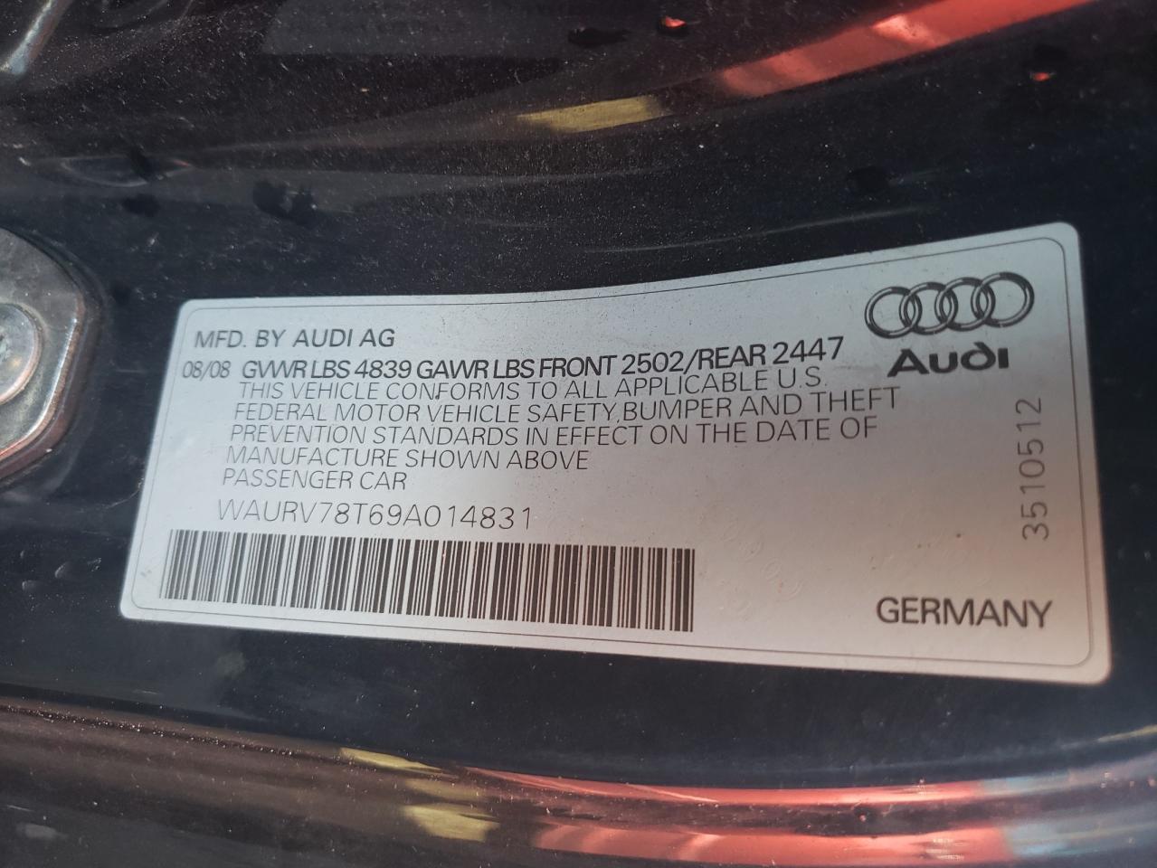 Photo 10 from auction – 2009 AUDI S5 QUATTRO with VIN WAURV78T69A014831