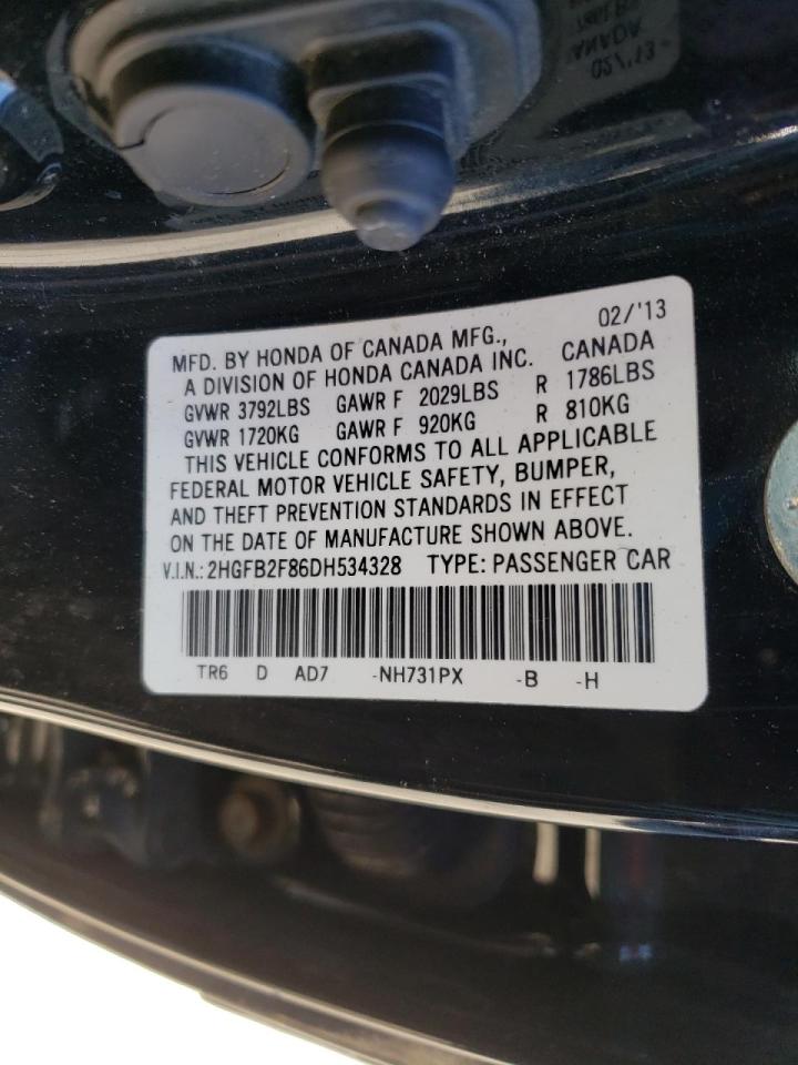 Photo 10 from auction – 2013 HONDA CIVIC EX with VIN 2HGFB2F86DH534328