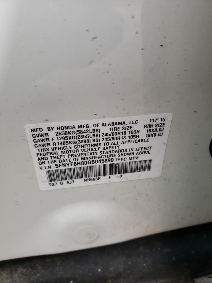 Photo 10 from auction – 2016 HONDA PILOT EXL with VIN 5FNYF6H80GB045899