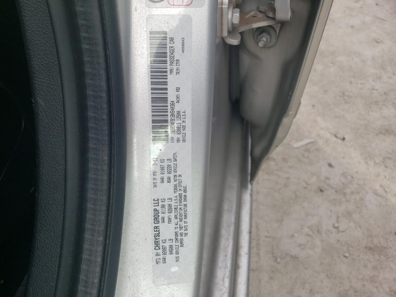 Photo 10 from auction – 2011 DODGE AVENGER EX with VIN 1B3BD4FB1BN540364