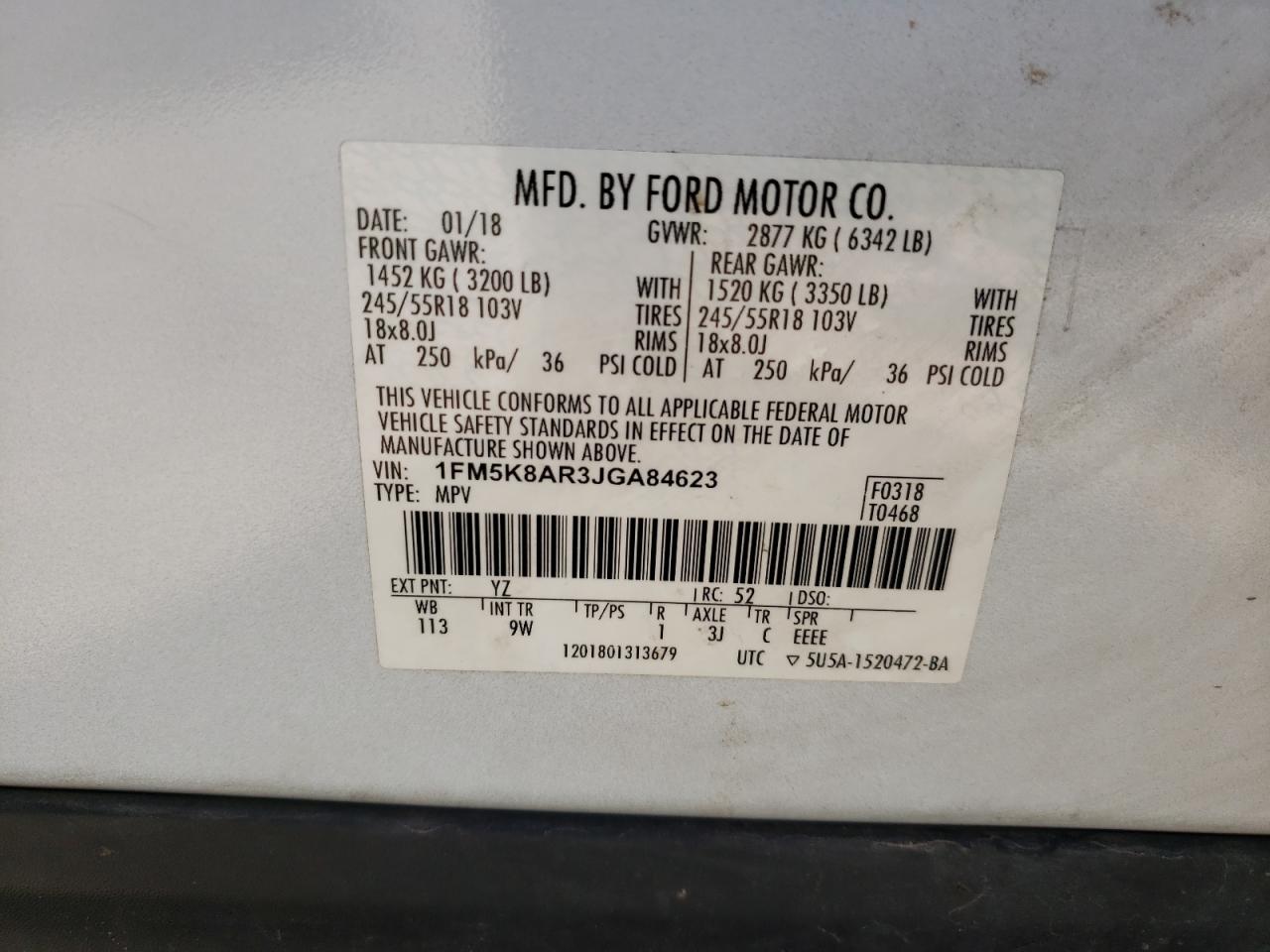 Photo 10 from auction – 2018 FORD EXPLORER P with VIN 1FM5K8AR3JGA84623