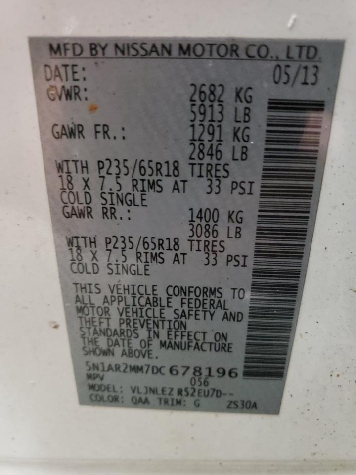 Photo 10 from auction – 2013 NISSAN PATHFINDER with VIN 5N1AR2MM7DC678196