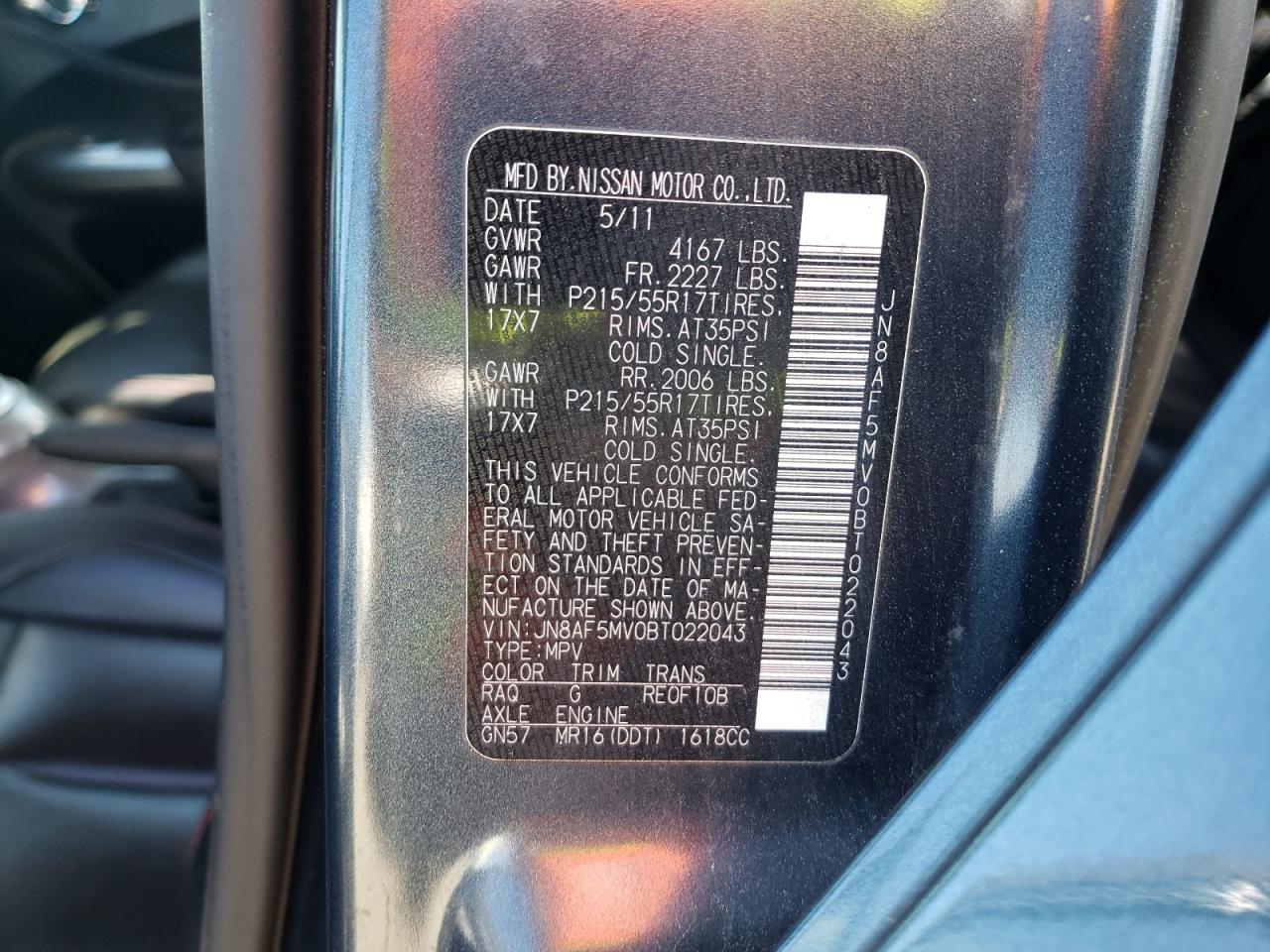 Photo 10 from auction – 2011 NISSAN JUKE S with VIN JN8AF5MV0BT022043
