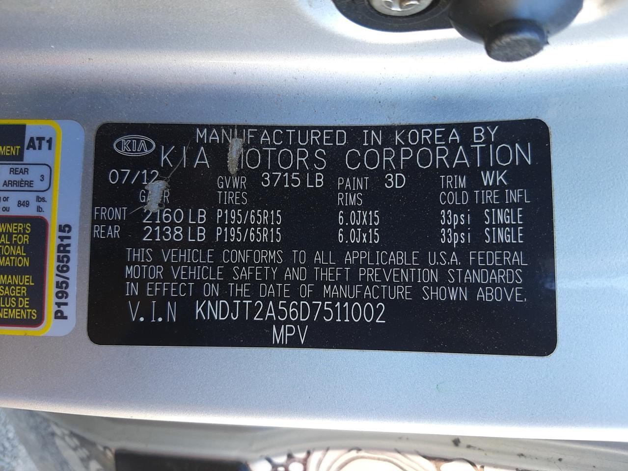 Photo 20 from auction – 2013 KIA SOUL with VIN KNDJT2A56D7511002