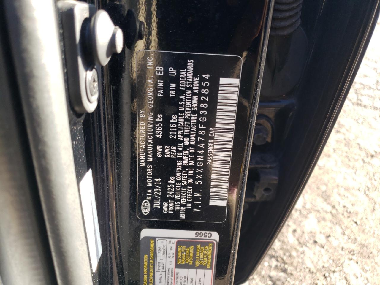 Photo 10 from auction – 2015 KIA OPTIMA EX with VIN 5XXGN4A78FG382854