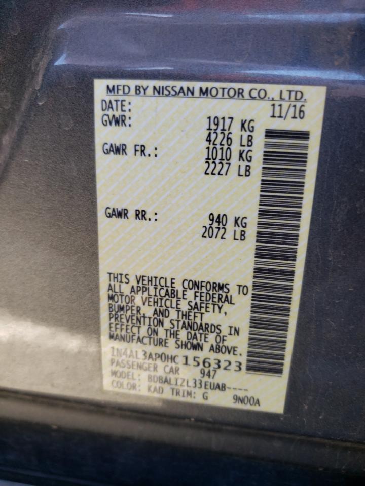 Photo 10 from auction – 2017 NISSAN ALTIMA 2.5 with VIN 1N4AL3AP0HC156323