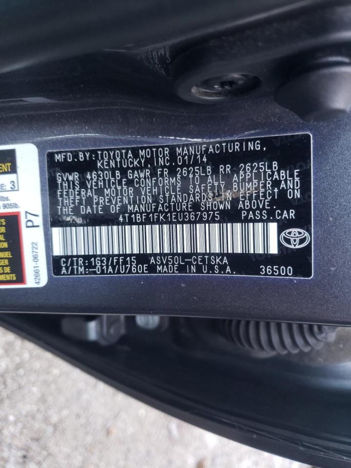 Photo 10 from auction – 2014 TOYOTA CAMRY L with VIN 4T1BF1FK1EU367975