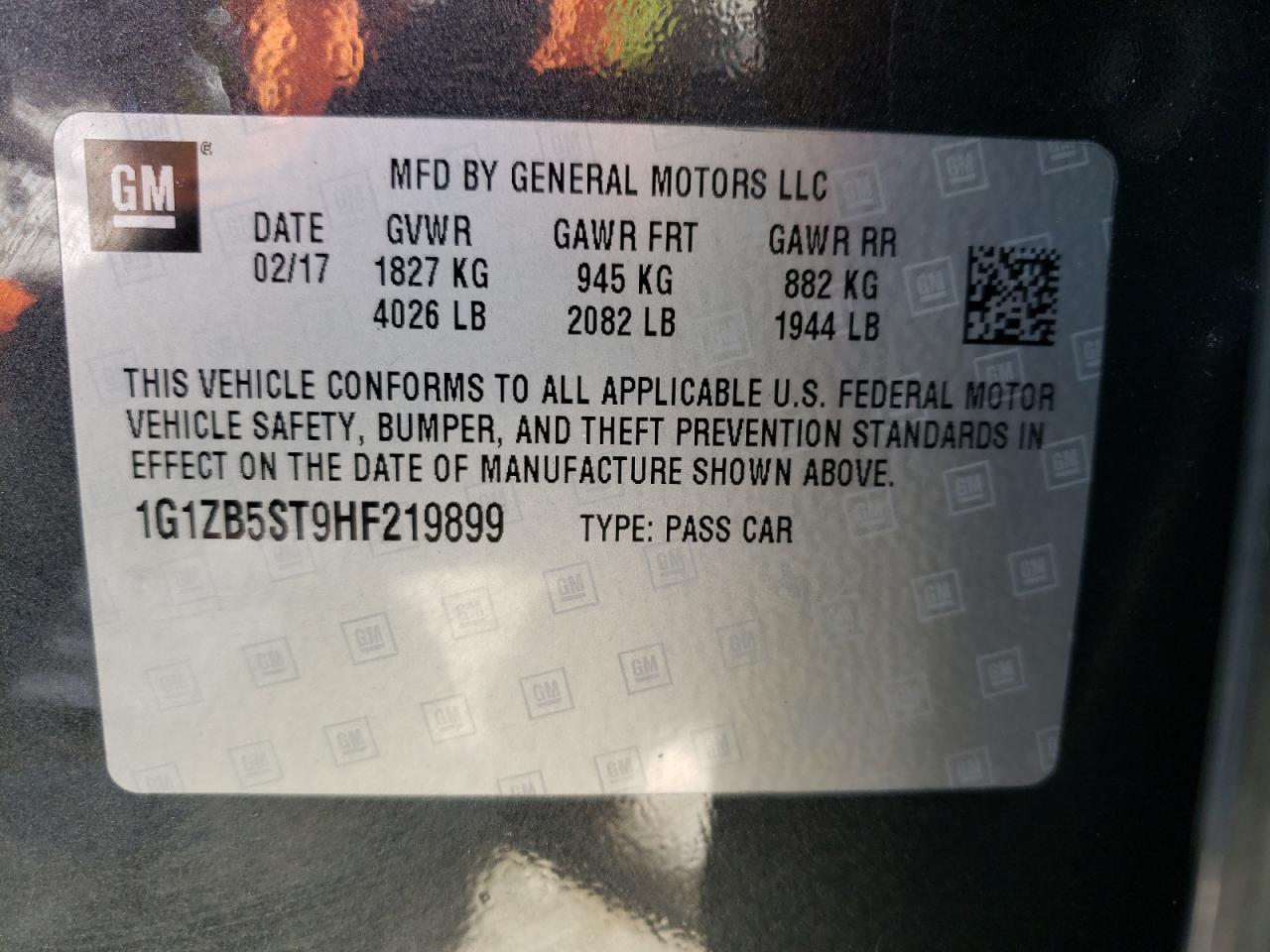 Photo 10 from auction – 2017 CHEVROLET MALIBU LS with VIN 1G1ZB5ST9HF219899