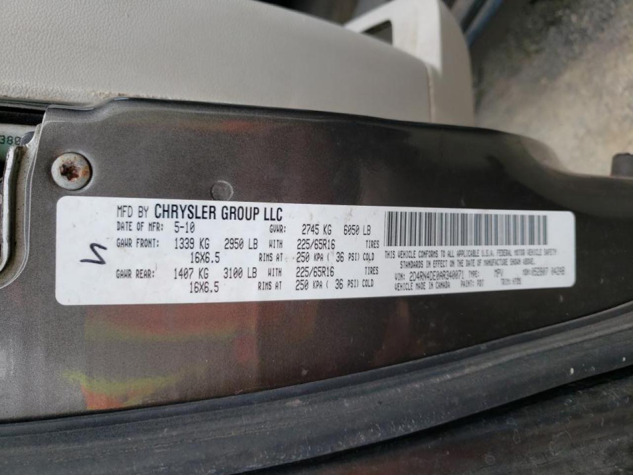 Photo 10 from auction – 2010 DODGE GRAND CARA with VIN 2D4RN4DE0AR340071