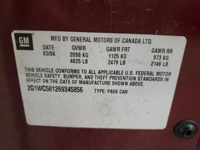 Photo 10 from auction – 2006 CHEVROLET IMPALA LT with VIN 2G1WC581269345856